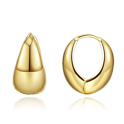 Gold-Creolen für Damen, klein, vergoldet, mehrere Piercings, hypoallergene Ohrringe mit flacher Rückseite, Mini-klobige Gold-Huggie-Creolen, goldene Ohrstecker Gold-Creolen für Damen, klein, vergoldet, mehrere Piercings, hypoallergene Ohrringe mit flacher Rückseite, Mini-klobige Gold-Huggie-Creolen, goldene Ohrstecker von Anten Pink