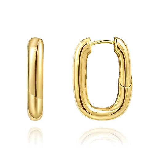 Gold-Creolen für Damen, klein, vergoldet, mehrere Piercings, hypoallergene Ohrringe mit flacher Rückseite, Mini-klobige Gold-Huggie-Creolen, goldene Ohrstecker Gold-Creolen für Damen, klein, vergoldet, mehrere Piercings, hypoallergene Ohrringe mit flacher Rückseite, Mini-klobige Gold-Huggie-Creolen, goldene Ohrstecker von Anten Pink