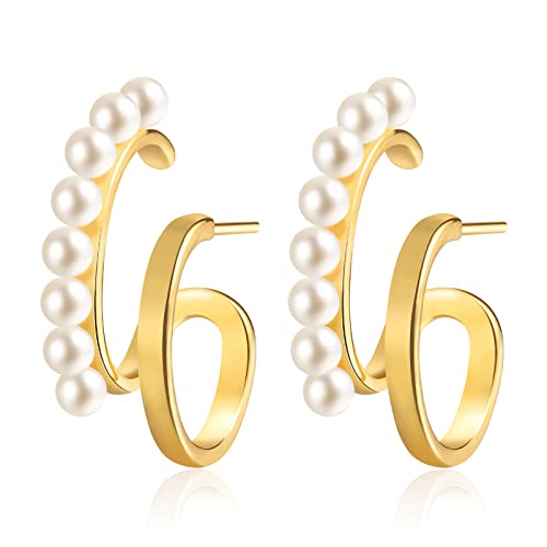 Perlenohrringe für Damen, 14K Vergoldet Ohrringe Gold, Schmuckgeschenke für Mädchen, Freundin, Schwestertochter Perlenohrringe für Damen, 14K Vergoldet Ohrringe Gold, Schmuckgeschenke für Mädchen, Freundin, Schwestertochter von Anten Pink