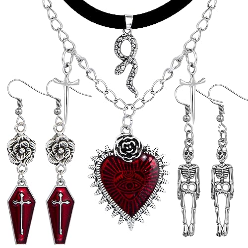 Skelett Halloween Ohrring baumeln Punk Gothic Schädel Tropfen Ohrringe Frauen Goth Grunge Retro Rock Silber Halloween Ohrringe Schädel Zubehör Schmuck Geschenke von Anten Pink