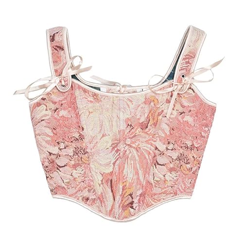 Damen Vintage Floral Print Vest Blumenstickerei Muster Tight Drawstring Tie-up Tank Bustier Korsett Damen Vintage Floral Print Vest Blumenstickerei Muster Tight Drawstring Tie-up Tank Bustier Korsett von Antermaxier