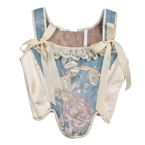 Damen Vintage Floral Print Vest Blumenstickerei Muster Tight Drawstring Tie-up Tank Bustier Korsett von Antermaxier
