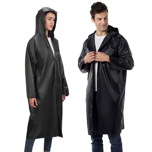 Antfly Wasserdicht Regenponcho Damen Herren,Erwachsene Regenbekleidung,Regenschutz Regen Poncho,Wiederverwendbar Wasserdicht,Nylon Regenponcho für Wandern Radfahren Camping Reisen(Schwarz) von Antfly