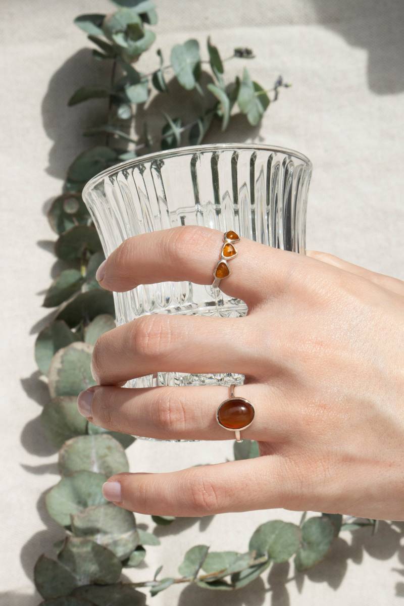 925Er Silber Bernstein Recycling Vintage Edelstein Ring von AntheiaAtelier