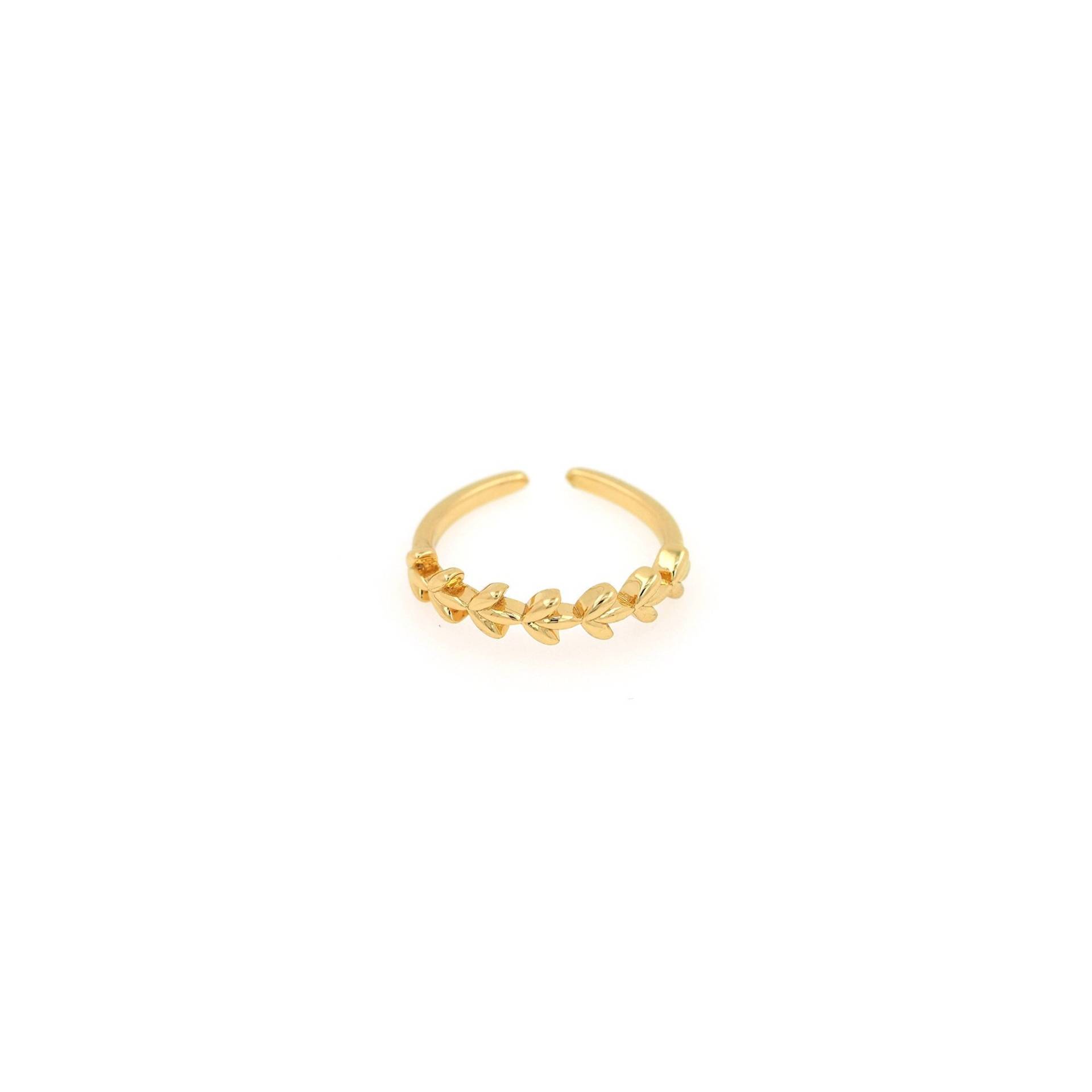 18K Gold Filled Blattgold Ringe, Offene Zarte Mode Minimalist Damen Ringe von Antholny