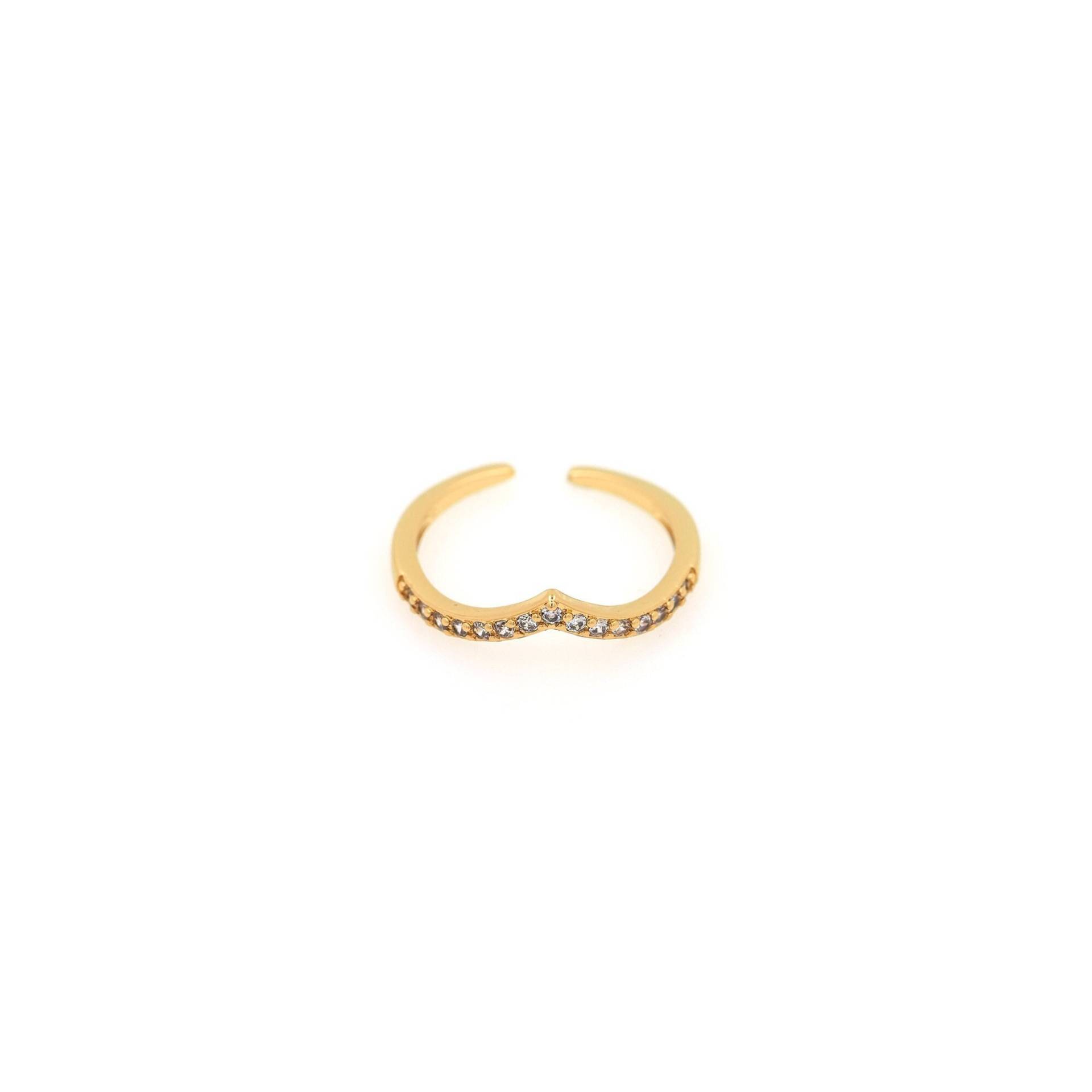 18K Gold Filled Herz Ring, Micro Paved Zircon Feiner Offener Verstellbarer Mode Frauen Ring von Antholny