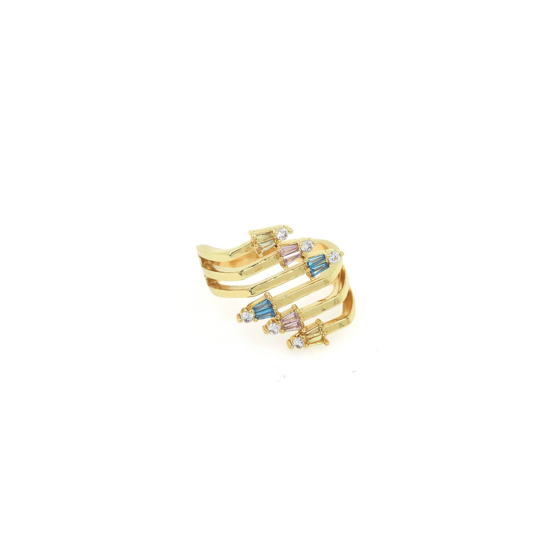 18K Gold Filled Offene Ringe, Micro Paved Zirkon Pfeil Verstellbare Damen Diy Schmuckherstellung von Antholny