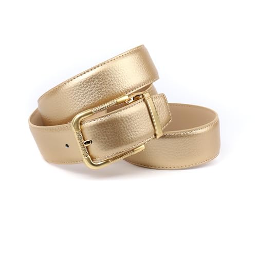 Anthoni Crown Damen Ledergürtel – 3,8 cm breit, luxuriöse Goldfarbe, matte Dornschnalle mit Klemmverschluss, rutschfest & komfortabel, elegantes Accessoire mit Dekordetails (95) von Anthoni Crown