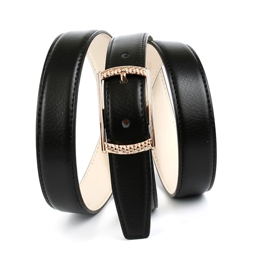 Anthoni Crown Damen Ledergürtel mit Doppelstegschnalle 4JST1025 Gürtel, schwarz, 95 von Anthoni Crown