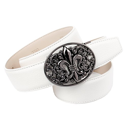 Anthoni Crown Designer Damengürtel, Leder weiß, Automatik, Schließe Schwarz, 4cm Breite, 90-110cm/N33LT90 (100) von Anthoni Crown