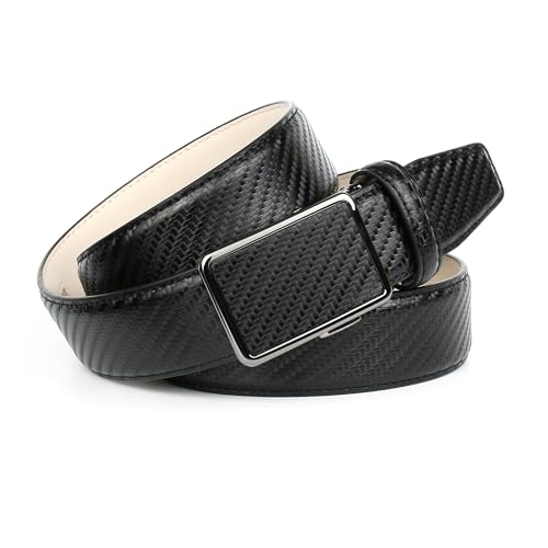 Anthoni Crown Gürtel Herren, Automatikgürtel mit Automatikschließe, schwarz, Karbonmuster, Ledergürtel für Anzug oder Jeans, 35mm breit, kürzbar. Modell 37KB10 von Anthoni Crown