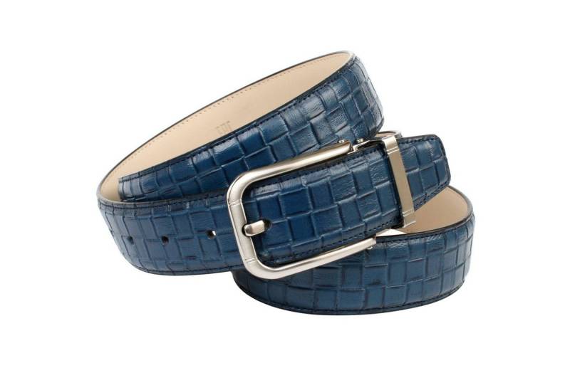 Anthoni Crown Ledergürtel Hochwertige Flechtprägung in trendigem Blauton von Anthoni Crown