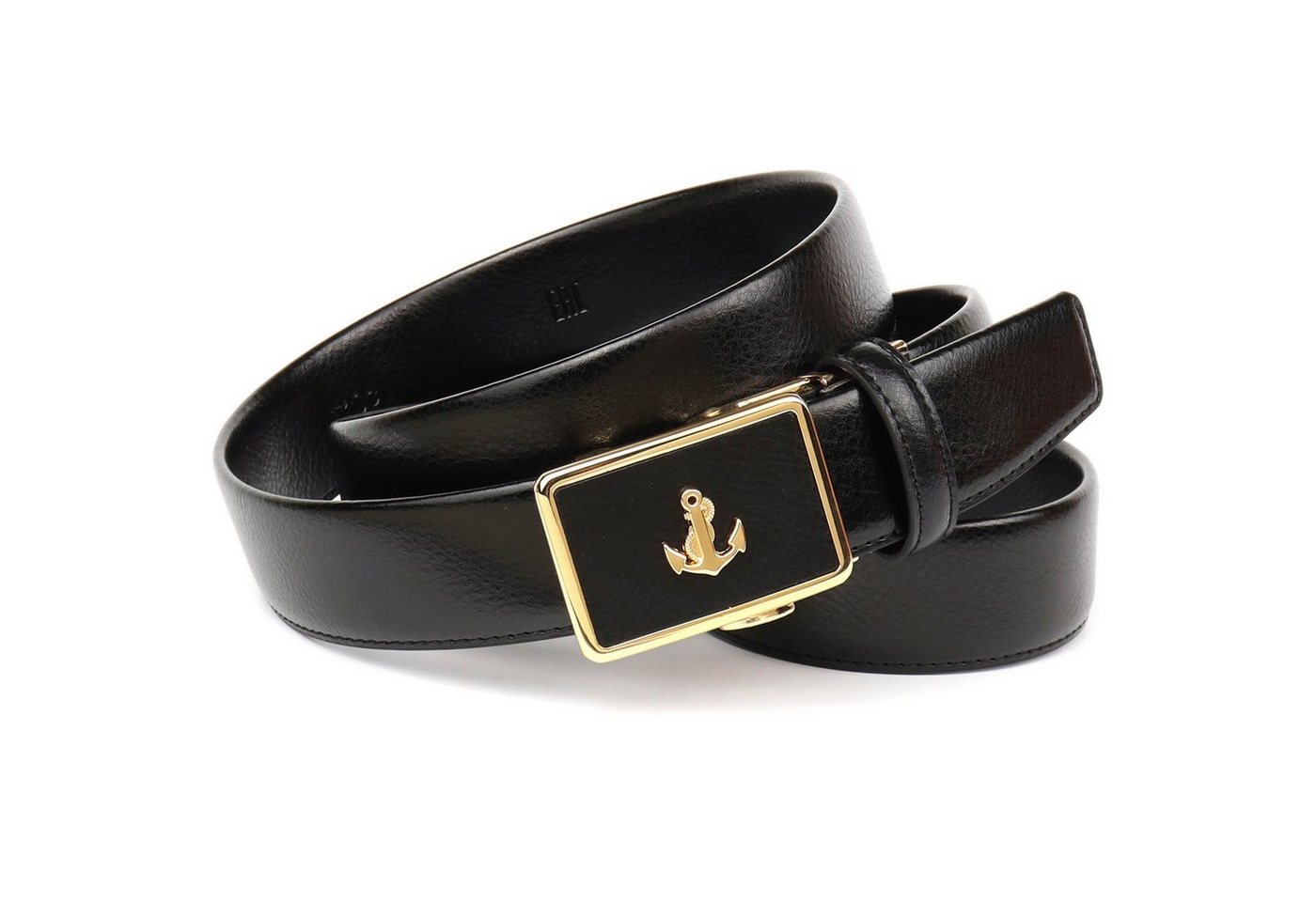 Anthoni Crown Ledergürtel Ledergürtel mit goldfarbenem Anker-Logo von Anthoni Crown