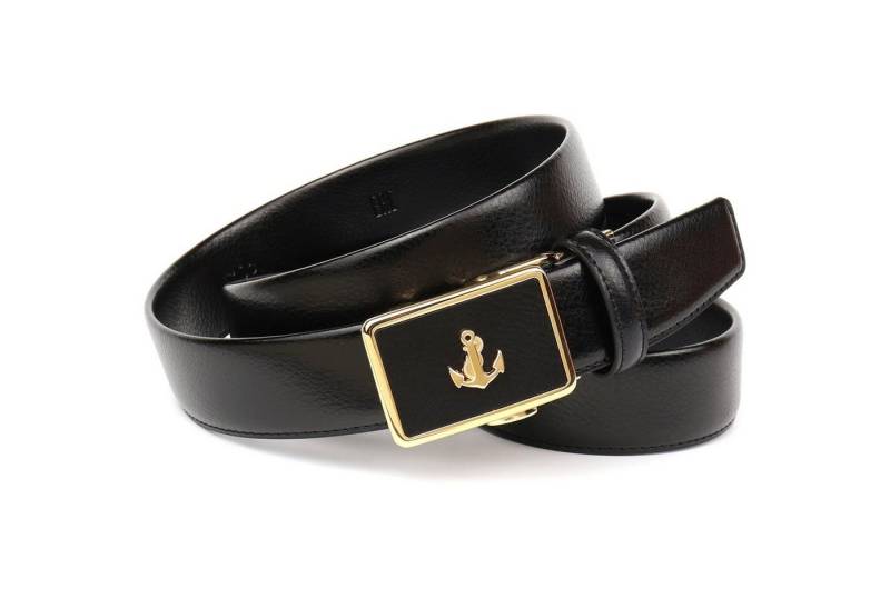 Anthoni Crown Ledergürtel Ledergürtel mit goldfarbenem Anker-Logo von Anthoni Crown
