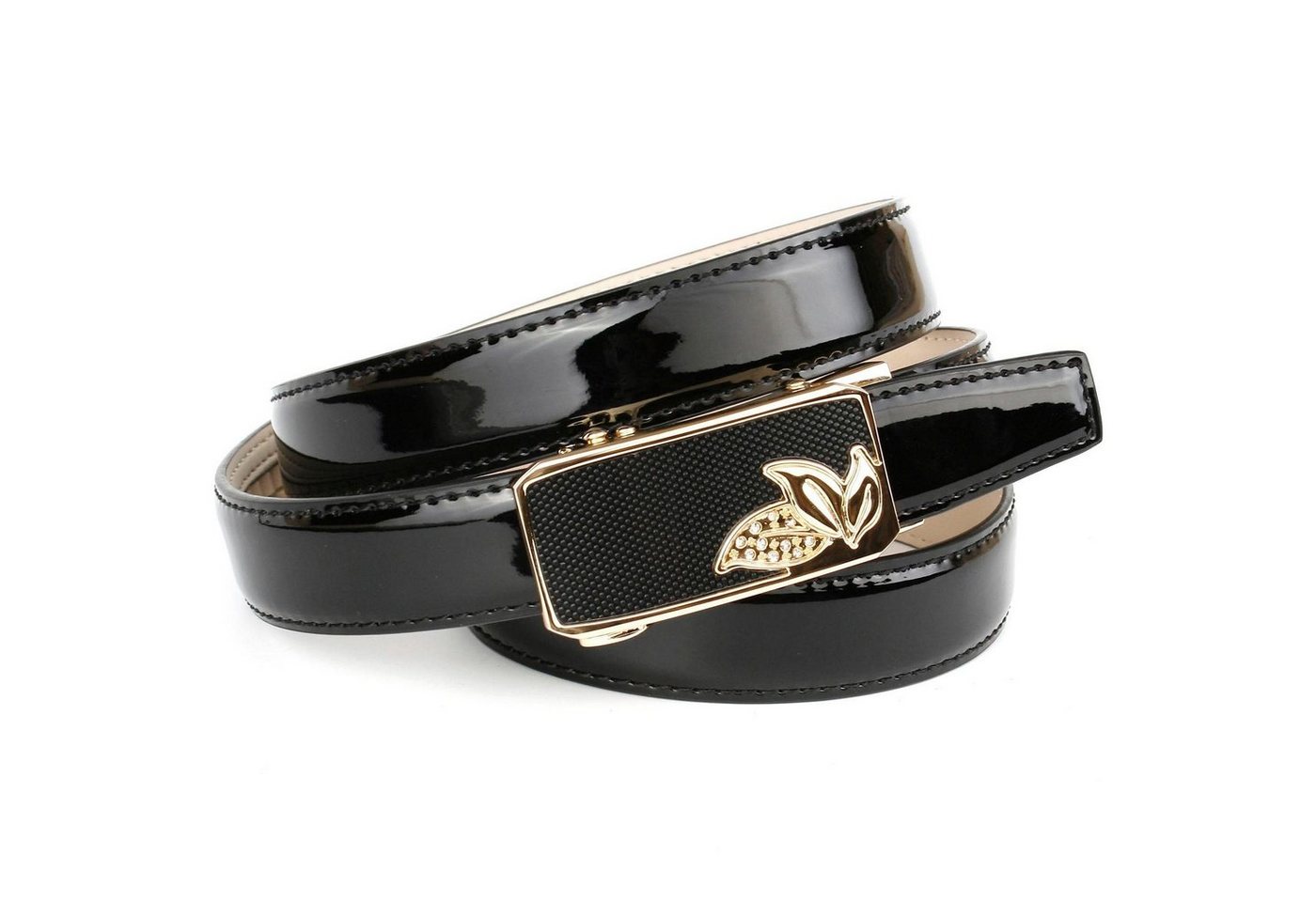 Anthoni Crown Ledergürtel Schmaler Lackledergürtel, kleine Blätter von Anthoni Crown