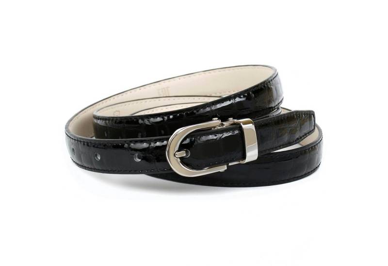Anthoni Crown Ledergürtel Schmaler Lackledergürtel mit Kroko-Prägung, glänzend von Anthoni Crown