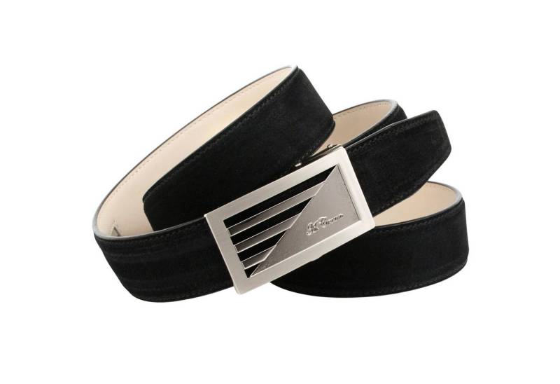 Anthoni Crown Ledergürtel aus Veloursleder, Schwarz von Anthoni Crown