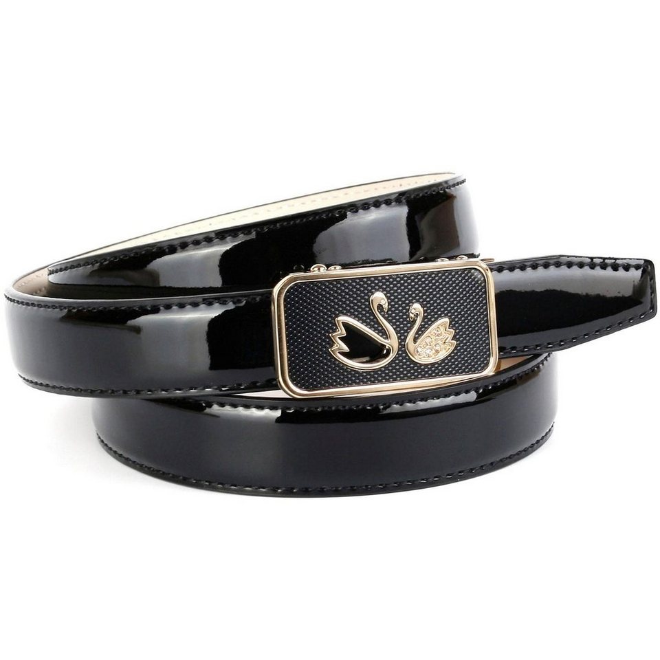 Anthoni Crown Ledergürtel für verliebte Herzen, Schließe mit Glitzersteinen von Anthoni Crown