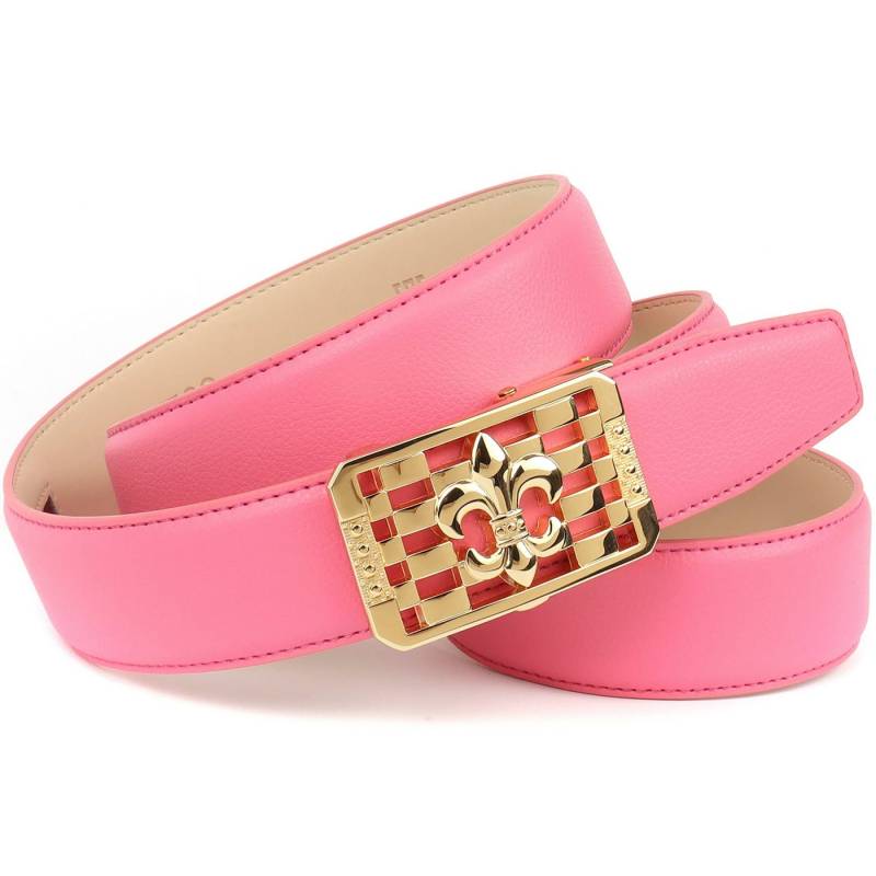 Anthoni Crown Ledergürtel in rosa mit Lilienschließe von Anthoni Crown