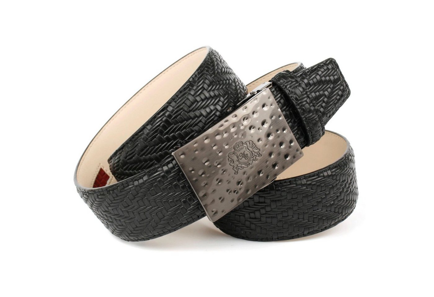 Anthoni Crown Ledergürtel mit Flechtprägung in schwarz von Anthoni Crown