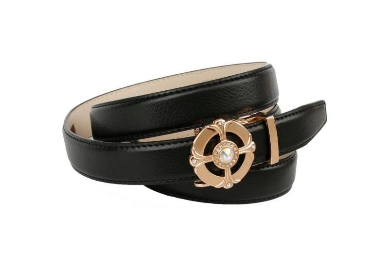 Anthoni Crown Ledergürtel mit eleganter Schließe, großer Schmuckstein in der Mitte von Anthoni Crown
