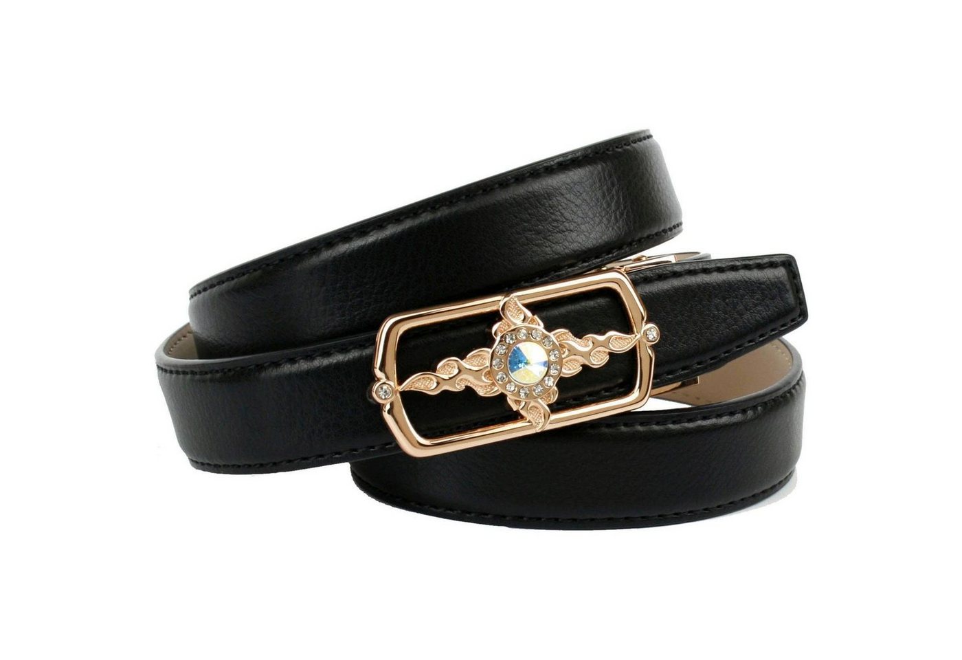 Anthoni Crown Ledergürtel mit exclusiver goldfarbener Schließe von Anthoni Crown