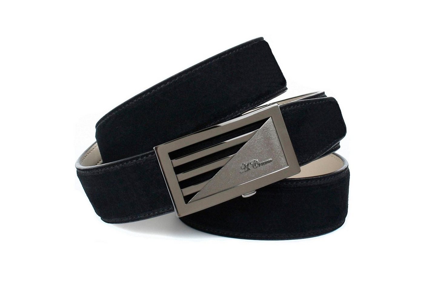 Anthoni Crown Ledergürtel mit glänzender Schließe, Wildleder-Optik von Anthoni Crown