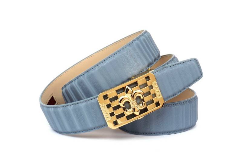 Anthoni Crown Ledergürtel mit goldfarbener stilisierter Lilien-Schnalle von Anthoni Crown