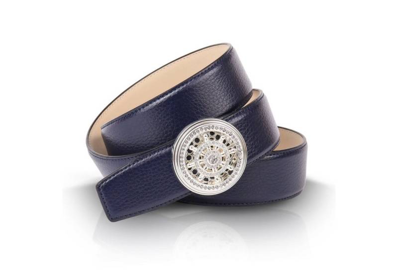 Anthoni Crown Ledergürtel mit natursilberfarbener Koppelschließe und vielen Glitzersteinen von Anthoni Crown