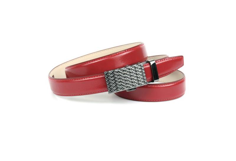 Anthoni Crown Ledergürtel mit silberfarbener Automatik-Schließe in filigranem Flechtdesign von Anthoni Crown