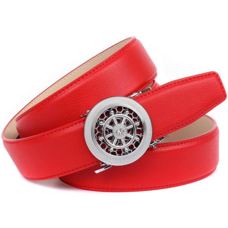 Anthoni Crown Ledergürtel mit silberfarbener Automatik-Schließe und drehendem Steuerruder von Anthoni Crown