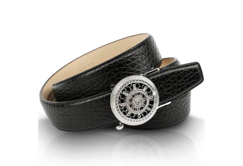 Anthoni Crown Ledergürtel mit silberfarbener Automatik-Schließe und drehendem Steuerruder von Anthoni Crown