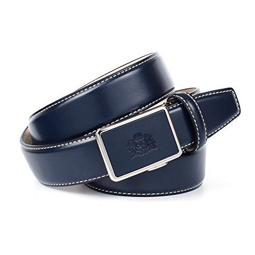 Anthoni Crown eleganter Ledergürtel für Anzüge und Jeans in Dunkelblau 85-115 cm /N17WS80 (115) von Anthoni Crown