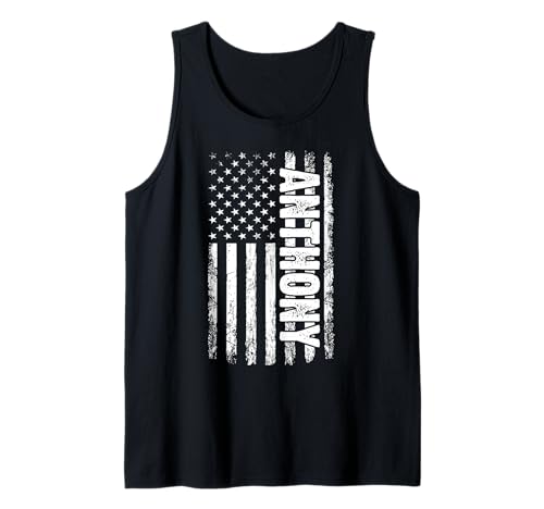 Anthony persönlicher Name American Flag Retro Männer Frauen Tank Top von Anthony spezialisiert den ersten Jungen, den