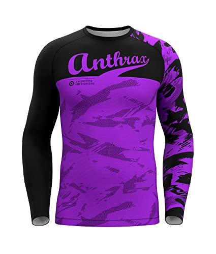 Anthrax Rashguard BJJ Warrior - Rangierte Farbvorlage für Brazilian Jiu Jitsu - Funktionsshirt Herren Langarm Haltbarkeit - Dry-Fit Funktion von Anthrax