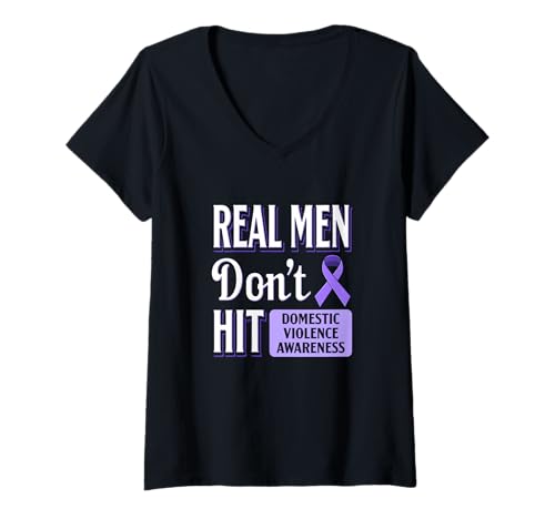 Damen Violettes Band für häusliche Gewalt gegen Missbrauch T-Shirt mit V-Ausschnitt Damen Violettes Band für häusliche Gewalt gegen Missbrauch T-Shirt mit V-Ausschnitt von Anti Abuse Awareness Against Violence Respect