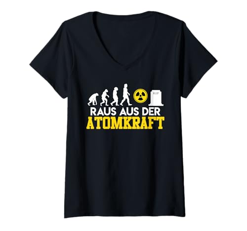 Damen Anti Atom Aktivist RAUS AUS DER ATOMKRAFT Lustig Atom Strom T-Shirt mit V-Ausschnitt Damen Anti Atom Aktivist RAUS AUS DER ATOMKRAFT Lustig Atom Strom T-Shirt mit V-Ausschnitt von Anti-Atom TShirt Atomkraft Nein Danke Atom Energie