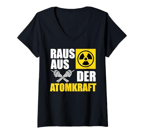 Damen Anti Atom Aktivist RAUS AUS DER ATOMKRAFT Lustig Atom Strom T-Shirt mit V-Ausschnitt Damen Anti Atom Aktivist RAUS AUS DER ATOMKRAFT Lustig Atom Strom T-Shirt mit V-Ausschnitt von Anti-Atom TShirt Atomkraft Nein Danke Atom Energie