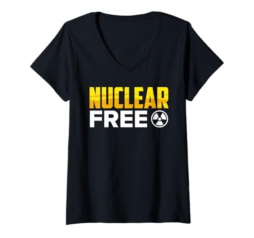 Damen Anti Atom NUCLEAR FREE Nein Danke Atom Energie Atomkraft T-Shirt mit V-Ausschnitt von Anti-Atom TShirt Atomkraft Nein Danke Atom Energie