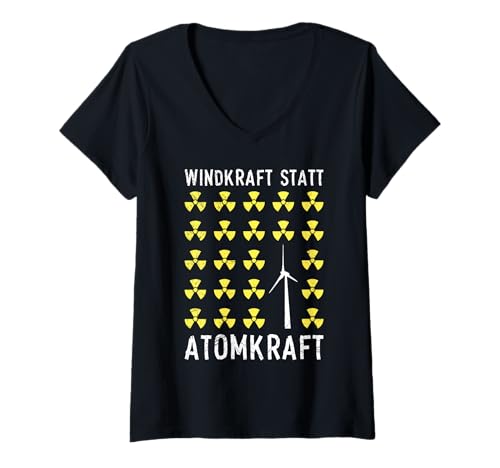 Damen Anti Atom WINDKRAFT STATT ATOMKRAFT Lustig Atom Energie T-Shirt mit V-Ausschnitt Damen Anti Atom WINDKRAFT STATT ATOMKRAFT Lustig Atom Energie T-Shirt mit V-Ausschnitt von Anti-Atom TShirt Atomkraft Nein Danke Atom Energie