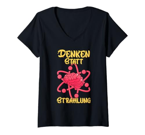 Damen Anti-AtomDENKEN STATT STRAHLUNG LUSTIG Energie T-Shirt mit V-Ausschnitt Damen Anti-AtomDENKEN STATT STRAHLUNG LUSTIG Energie T-Shirt mit V-Ausschnitt von Anti-Atom TShirt Atomkraft Nein Danke Atom Energie