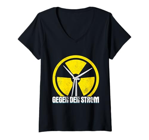 Damen Atomkraft GEGEN DEN STROM LUSTIG Atom Energie T-Shirt mit V-Ausschnitt Damen Atomkraft GEGEN DEN STROM LUSTIG Atom Energie T-Shirt mit V-Ausschnitt von Anti-Atom TShirt Atomkraft Nein Danke Atom Energie
