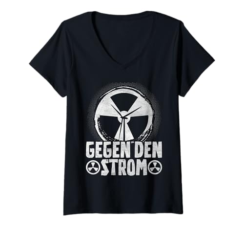 Damen Atomkraft GEGEN DEN STROM LUSTIG Atom Energie T-Shirt mit V-Ausschnitt Damen Atomkraft GEGEN DEN STROM LUSTIG Atom Energie T-Shirt mit V-Ausschnitt von Anti-Atom TShirt Atomkraft Nein Danke Atom Energie