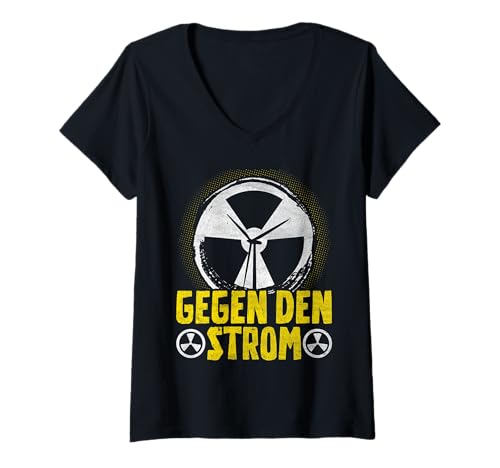 Damen Atomkraft GEGEN DEN STROM LUSTIG Atom Energie T-Shirt mit V-Ausschnitt Damen Atomkraft GEGEN DEN STROM LUSTIG Atom Energie T-Shirt mit V-Ausschnitt von Anti-Atom TShirt Atomkraft Nein Danke Atom Energie