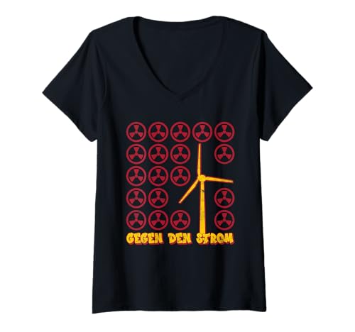 Damen Energie GEGEN DEN STROM LUSTIG Anti-Atom T-Shirt mit V-Ausschnitt Damen Energie GEGEN DEN STROM LUSTIG Anti-Atom T-Shirt mit V-Ausschnitt von Anti-Atom TShirt Atomkraft Nein Danke Atom Energie