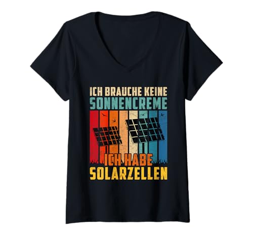 Damen Energie ICH BRAUCHE KEINE SONNENCREME ICH HABE SOLARZELLEN T-Shirt mit V-Ausschnitt Damen Energie ICH BRAUCHE KEINE SONNENCREME ICH HABE SOLARZELLEN T-Shirt mit V-Ausschnitt von Anti-Atom TShirt Atomkraft Nein Danke Atom Energie