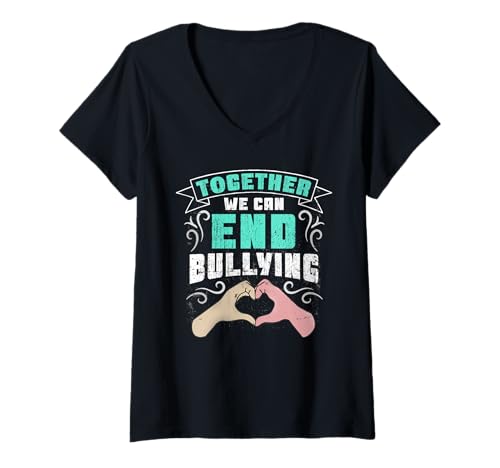 Damen Together We Can End Bullying Anti Mobbing T-Shirt mit V-Ausschnitt Damen Together We Can End Bullying Anti Mobbing T-Shirt mit V-Ausschnitt von Anti Bullying Apparel
