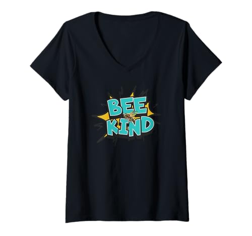 Damen Bee Kind Anti-Mobbing Unity Day Kindness Bee Kind Orange T-Shirt mit V-Ausschnitt von Anti Bullying Unity Day Merch Co.