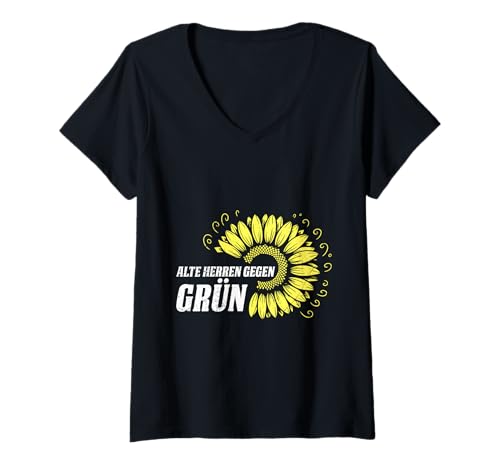 Damen ALTE HERREN OPAS GEGEN GRÜN Lustiges Aktivisten T-Shirt mit V-Ausschnitt von Anti Grüne Shirt Grün nein Danke Anti Klimakleber