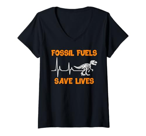Damen Anti Grüne FOSSIL FUELS SAVE LIVES Lustiges Anti Klimakleber T-Shirt mit V-Ausschnitt Damen Anti Grüne FOSSIL FUELS SAVE LIVES Lustiges Anti Klimakleber T-Shirt mit V-Ausschnitt von Anti Grüne Shirt Grün nein Danke Anti Klimakleber